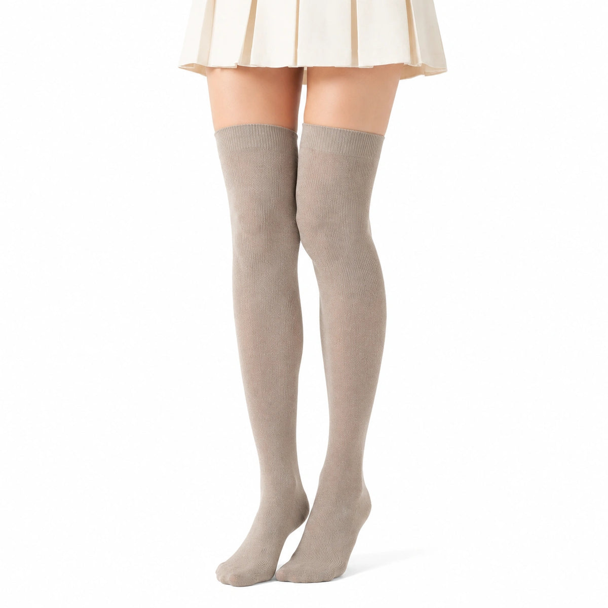 Calze autoreggenti sopra il ginocchio 39-42 in maglia beige stile minimal