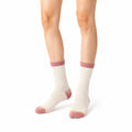 Calze sportive 43-46 in maglia crema e rosa con bordo a costine