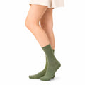 Calze a coste 43-46 in maglia verde oliva - stile casual a metà polpaccio