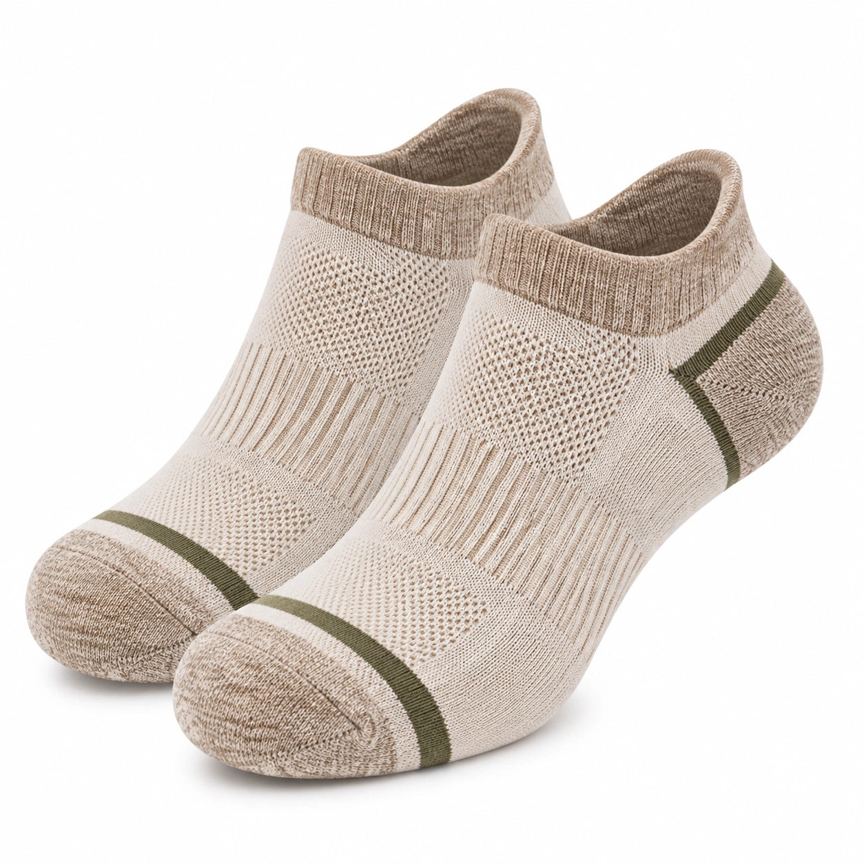 Calze corte 39-42 in maglia beige e verde - traspiranti sportive