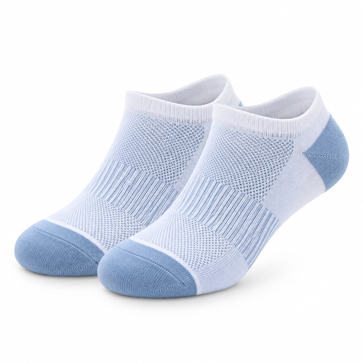 Calzini sportivi bassi 43-46 in tessuto a maglia bianco azzurro traspiranti