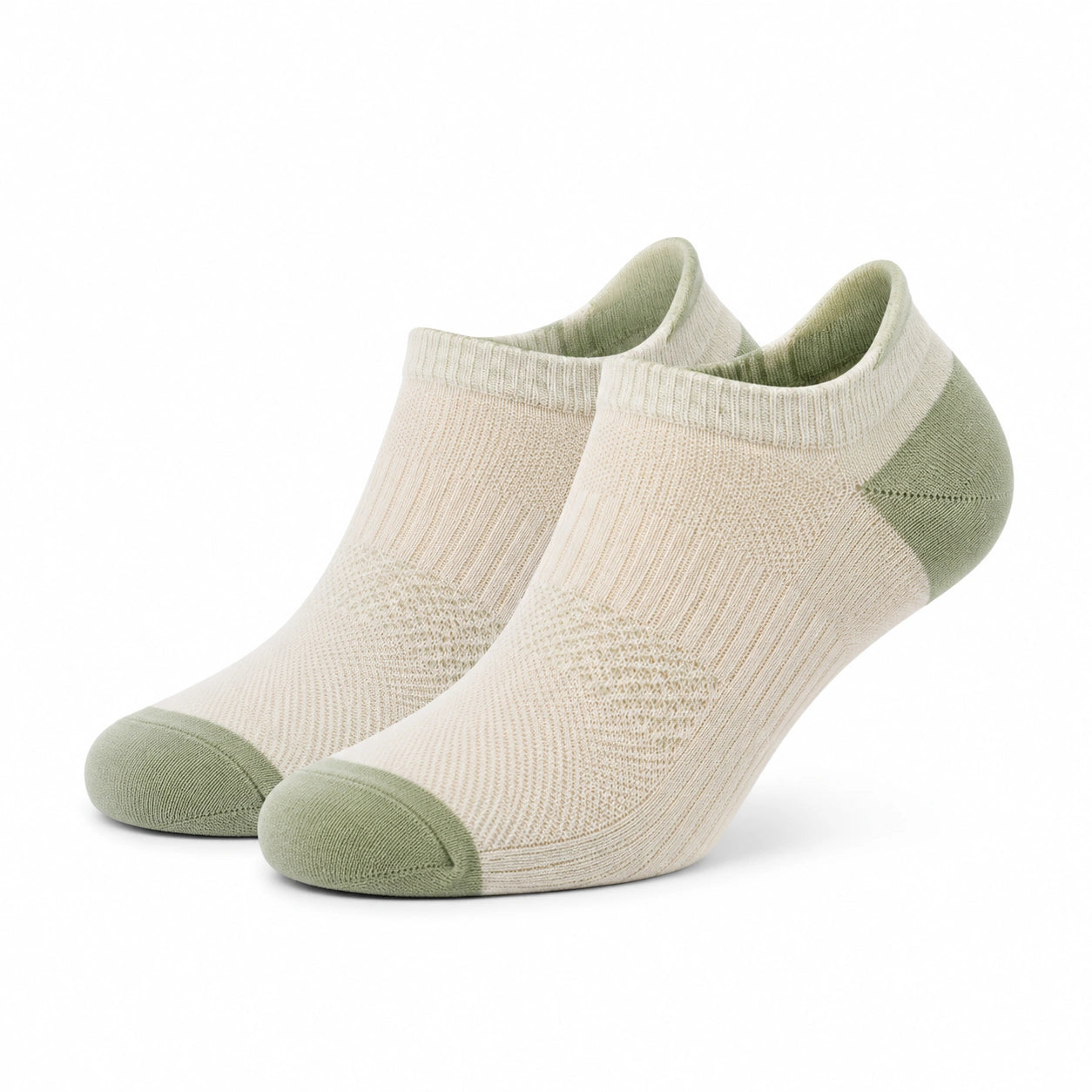 Calze alla caviglia 43-46 in tessuto a maglia beige e verde con struttura traspirante