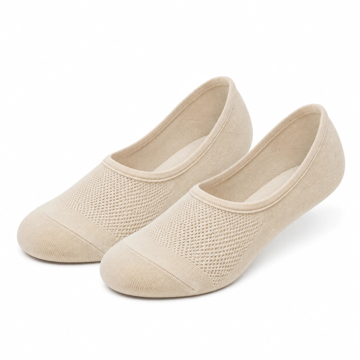 Calzini bassi 35-38 beige in maglia traspirante a effetto ballerina