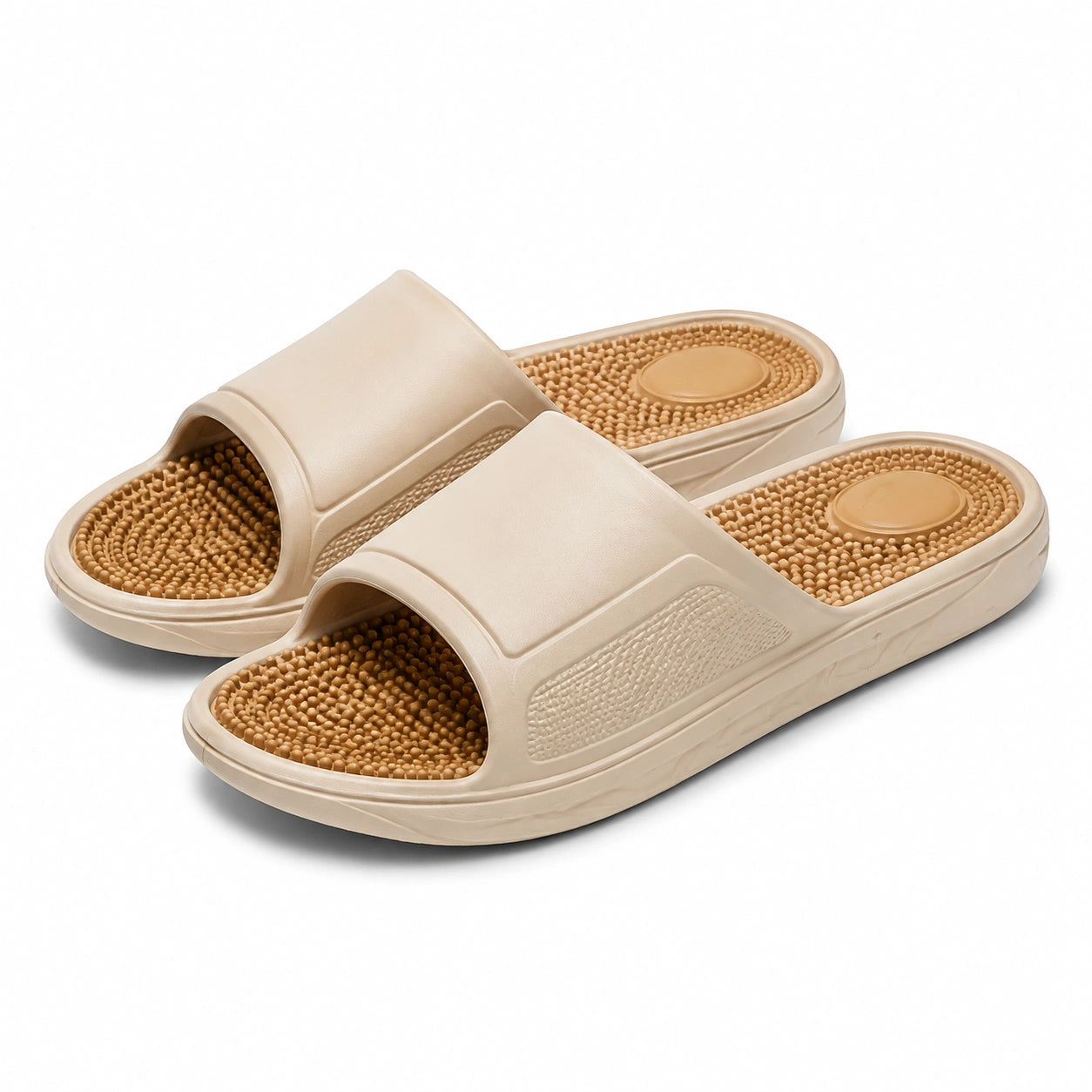 Ciabatte 38/39 in EVA beige con plantare massaggiante - aperte per bagno
