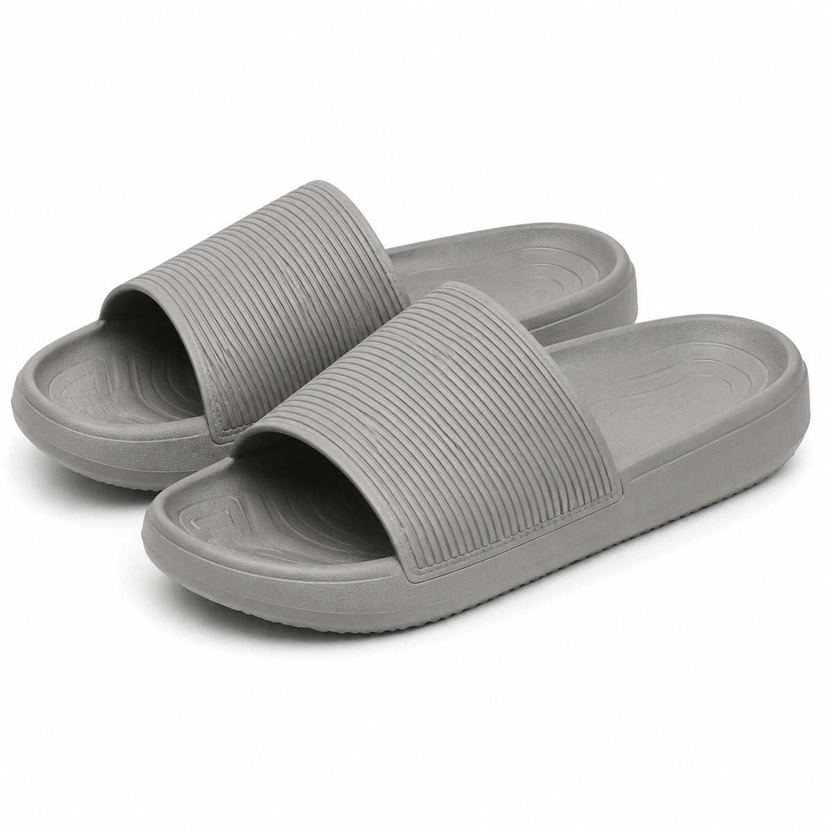 Ciabatte slide 40/41 grigio in materiale sintetico con fascia rigata