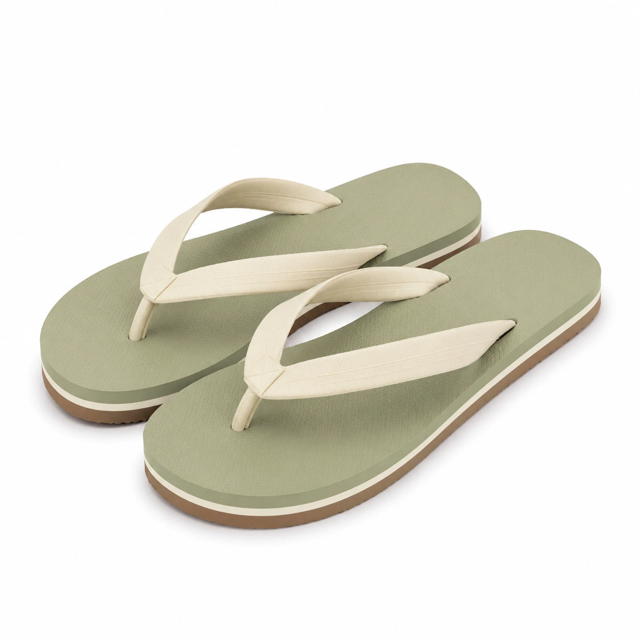 Infradito 40/41 verde salvia e beige in materiale sintetico - suola piatta per tempo libero
