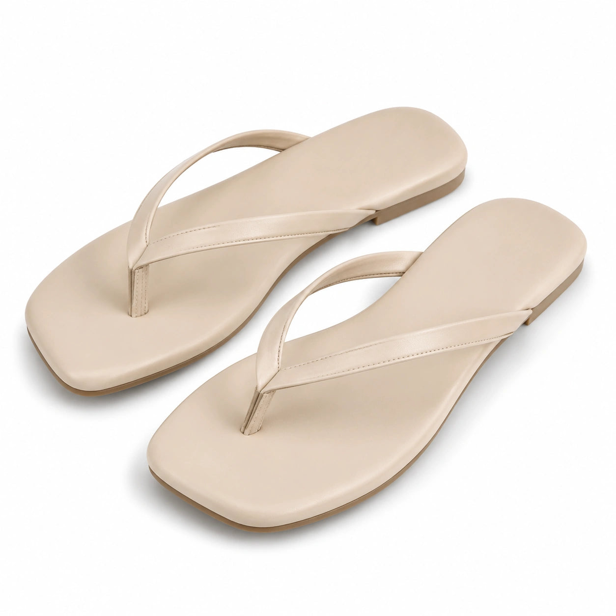 Infradito donna 42/43 in materiale sintetico beige - suola piatta stile minimalista