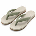 Infradito 42/43 beige e verde con fascette in tessuto - suola piatta casual