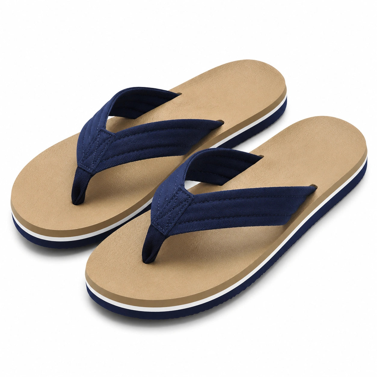 Infradito 40/41 beige e blu con tomaia in tessuto per tempo libero